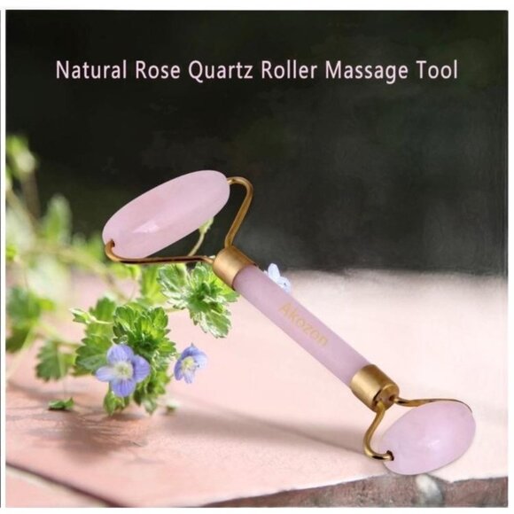Rose Quartz Facial Roller Beauty Massage Tool Blood Circulation Reduce Puffiness - Picture 2 of 7